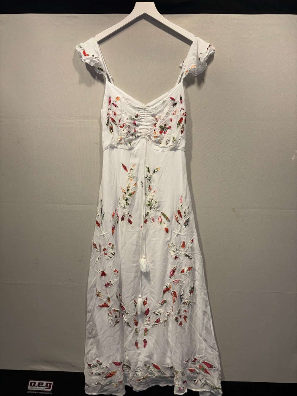 FARM Rio White Maxi Dress with Multicolor Floral Embroidery